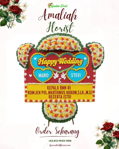 Karangan Papan Bunga Pernikahan di Pandu